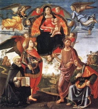 Domenico Ghirlandaio Painting - Madonna In Glory With Saints Renaissance Florence Domenico Ghirlandaio
